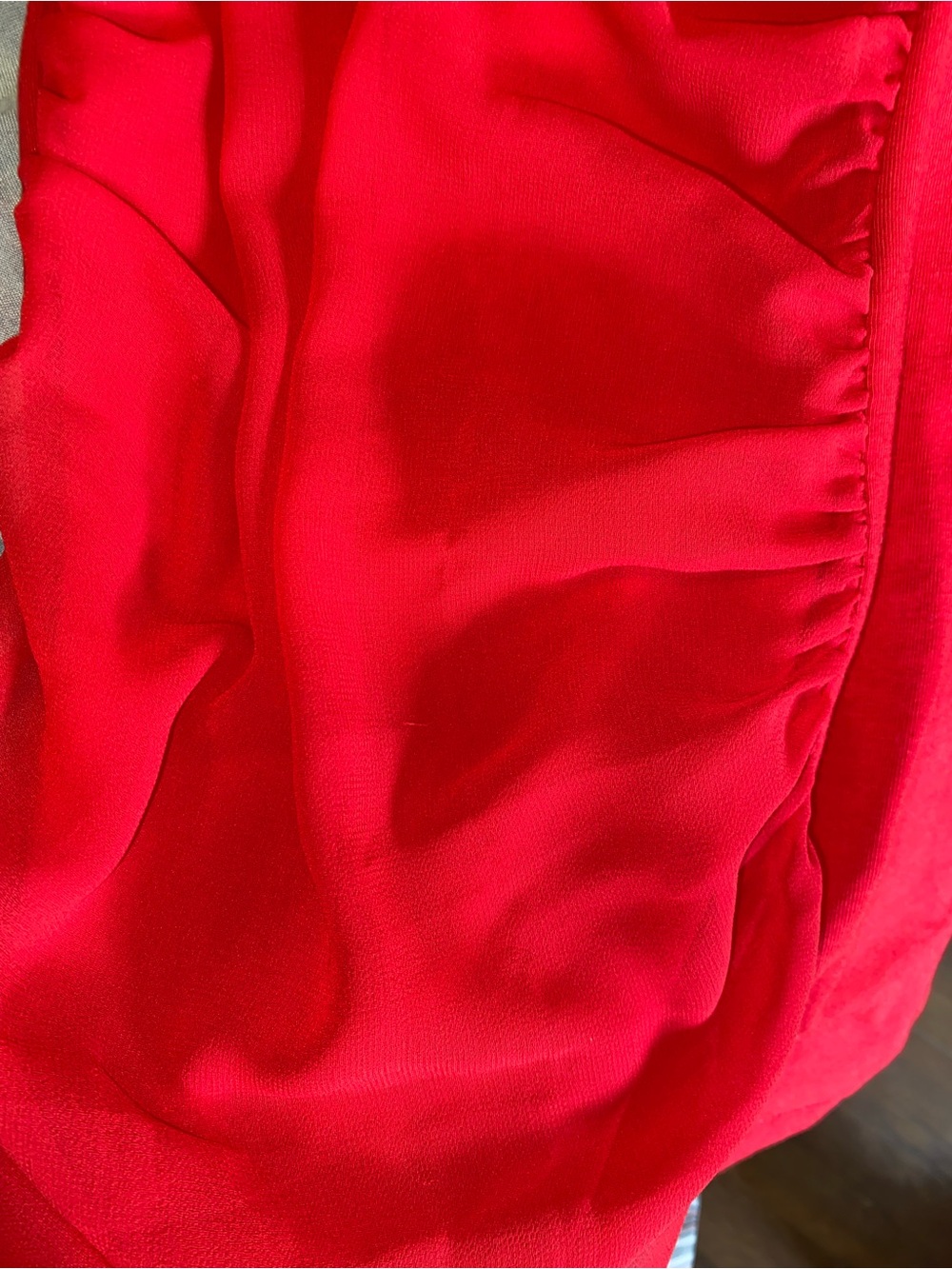 Express Red Cowl-Neck Ruched Dress - Picture 5 of 6